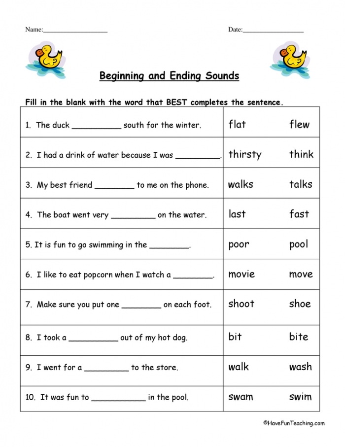 Beginning And Ending Sounds Worksheet  Have Fun Teaching