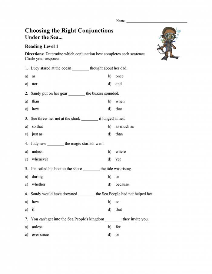 Choosing The Right Conjunction Worksheet