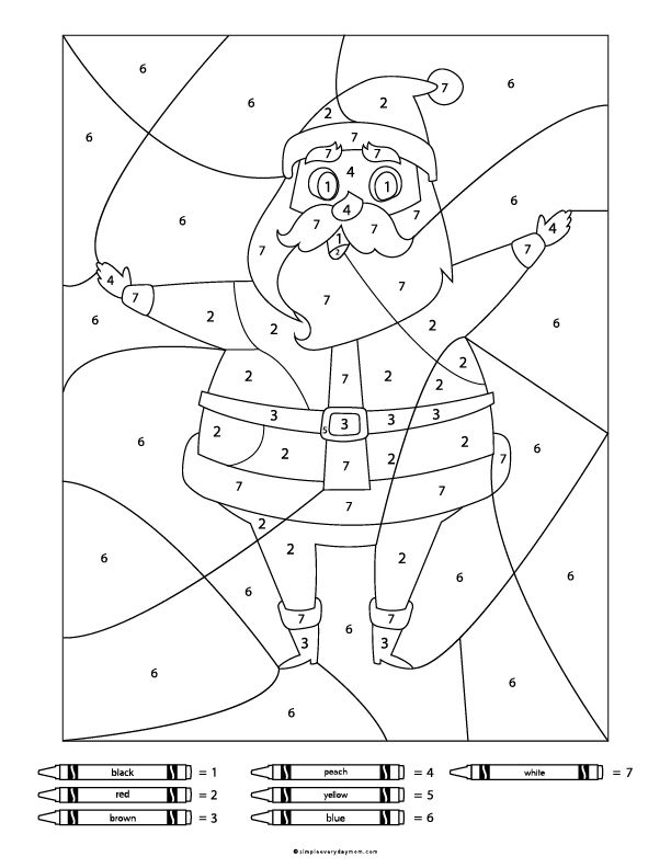 Christmas Color By Number Worksheets For Kids
