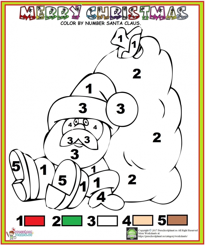 Color By Number Santa Worksheet