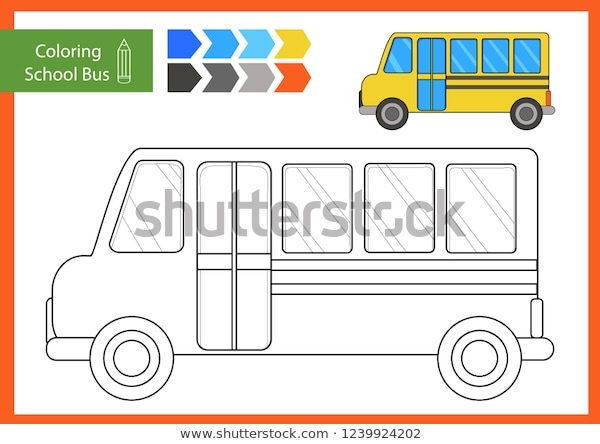Coloring Drawn School Bus Drawing Worksheets Stock Vector Royalty