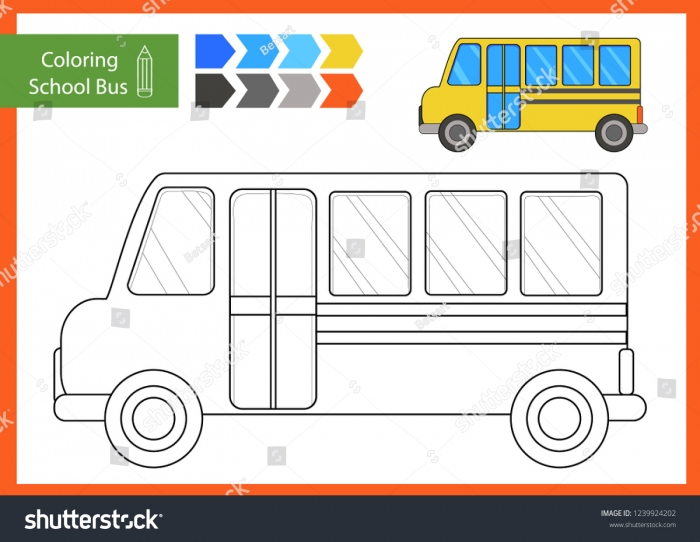 Coloring Drawn School Bus Drawing Worksheets Stock Vector Royalty