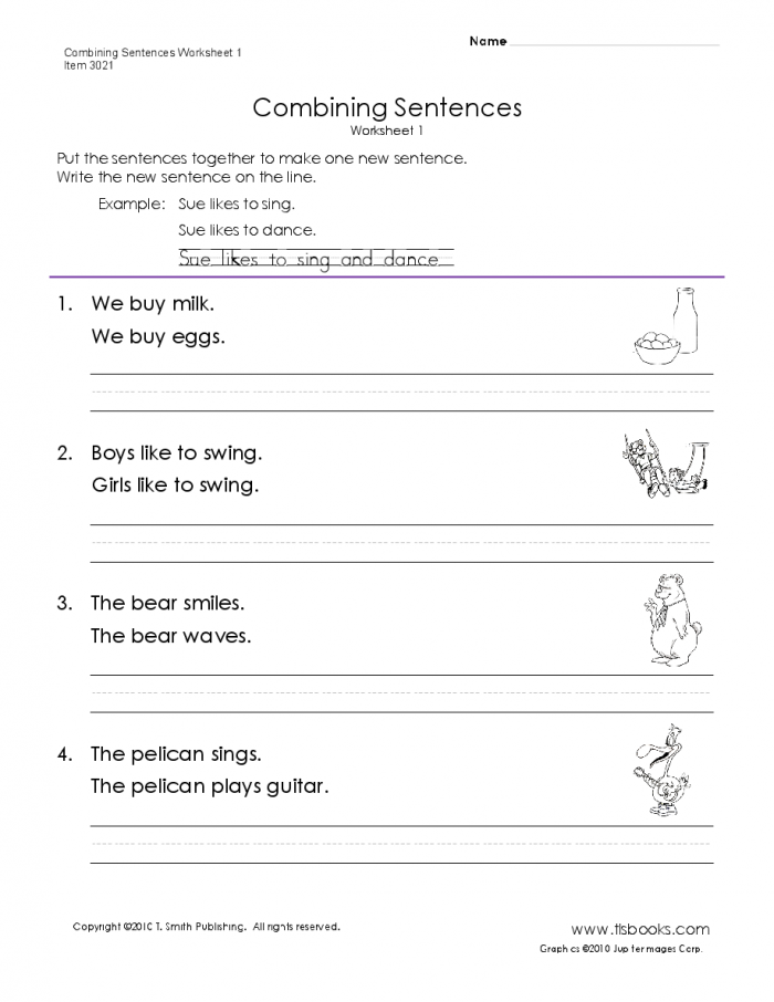 Third Grade Combining Sentences Worksheet