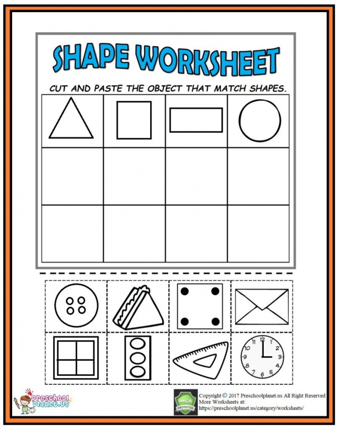Cut And Paste Shape Worksheet  Preschoolplanet