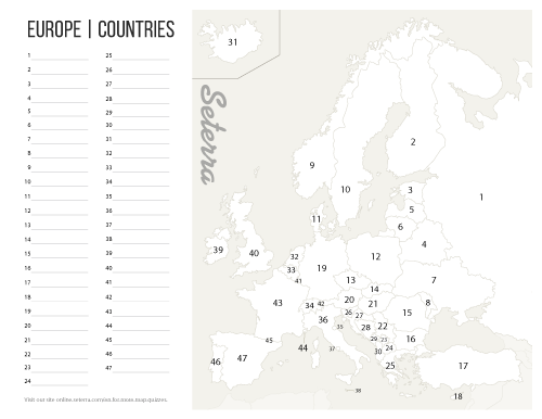 Europe Countries Printables