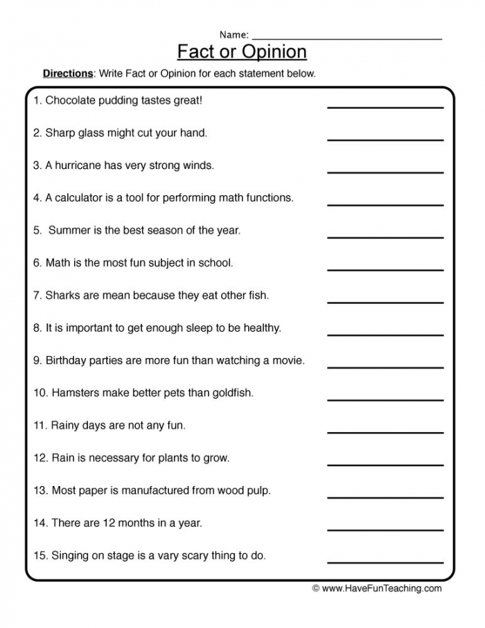 Fact Or Opinion Worksheet  Have Fun Teaching