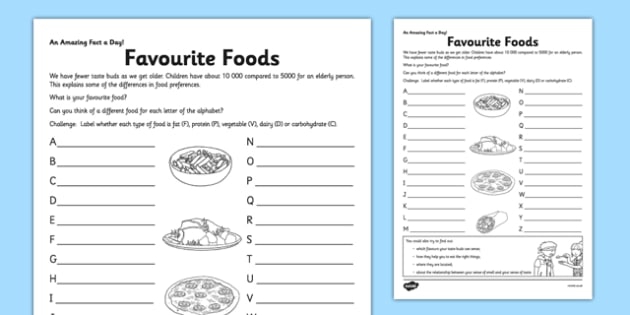 Favorite Foods Worksheet  Worksheet Teacher Made