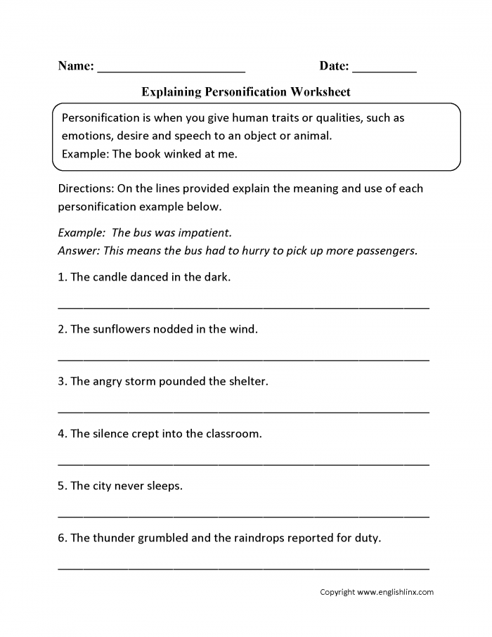 Figurative Language Worksheets