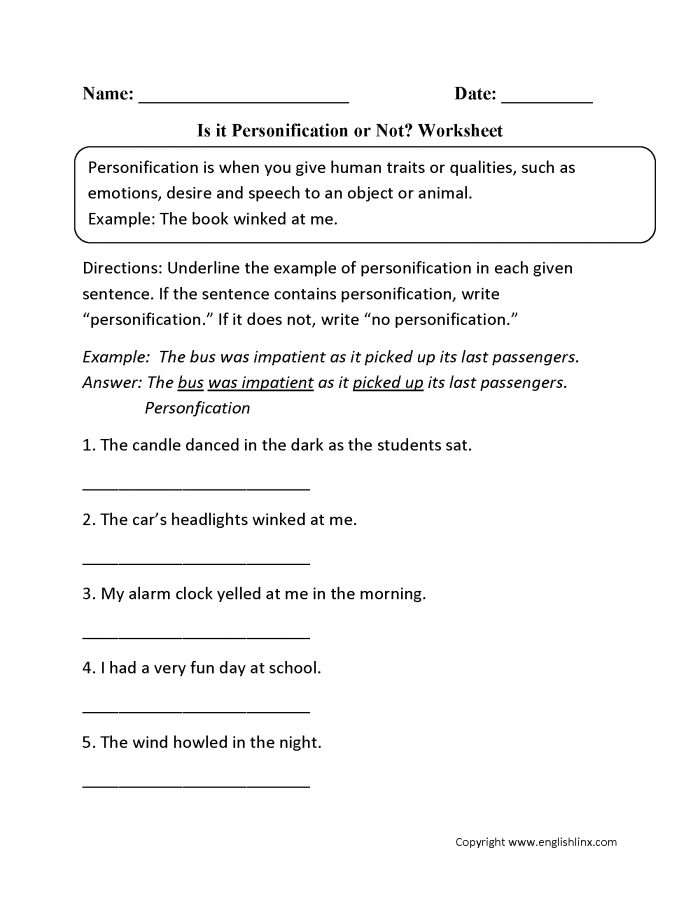 Figurative Language Worksheets