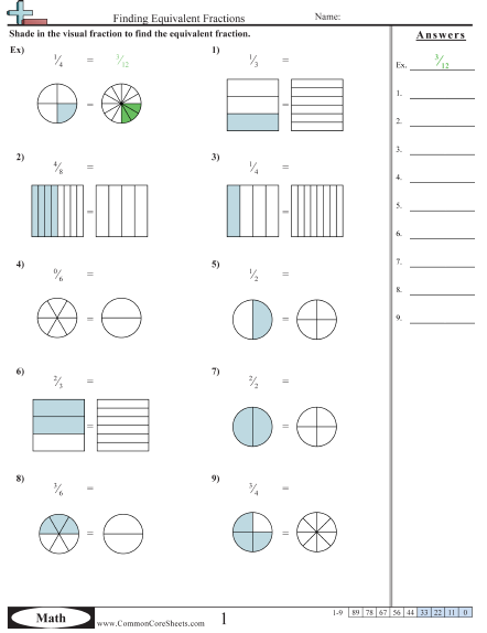 Finding Equivalent Fraction Visual Worksheet