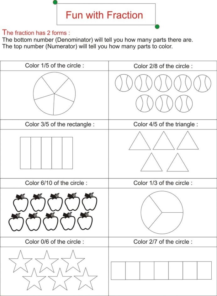 Fraction Is Fun Worksheets Free Ks Math Addition Sheets For Grade