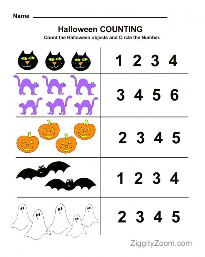 Halloween Preschool Worksheet For Counting Practice Math