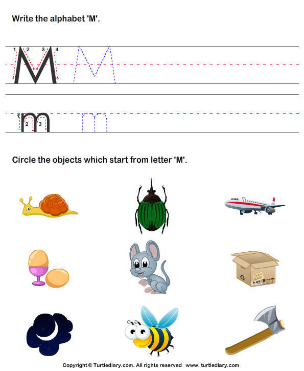 Identify Words That Start With M Worksheet