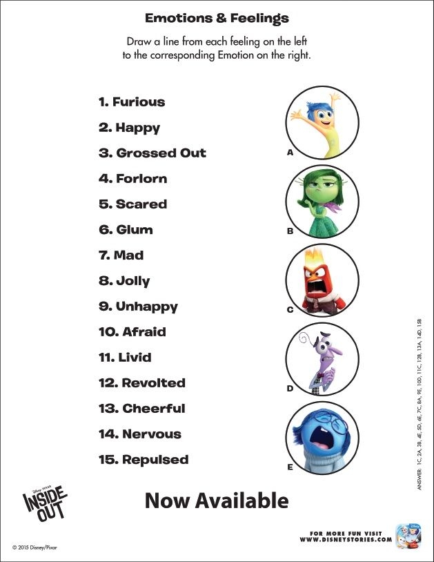 Inside Out Printable Activity Sheets And Games