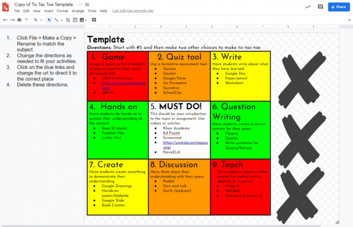 Lesson Design Idea Tic