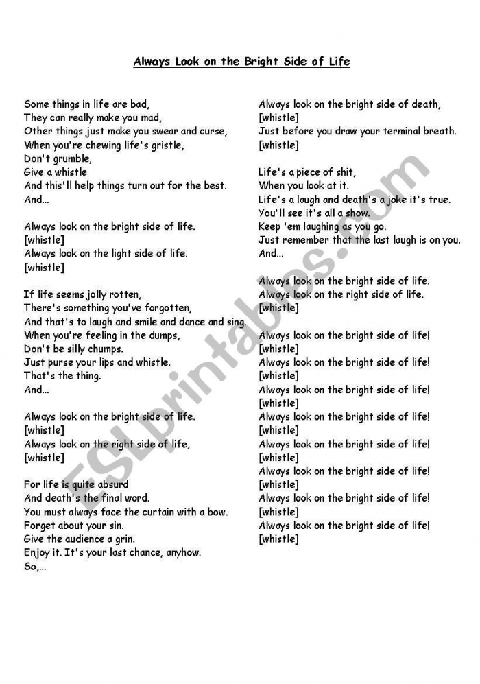 Life Of Brian Worksheet