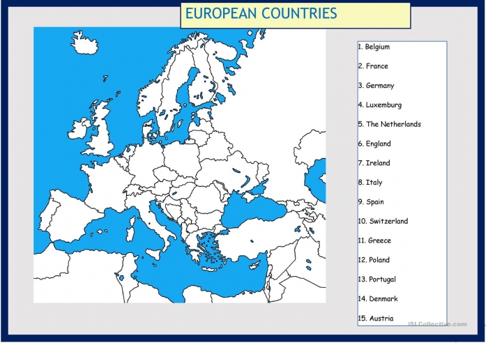 Map Of Europe To Complete