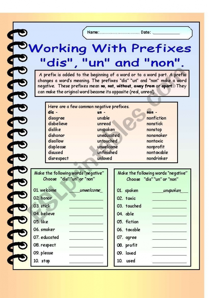 Prefix Practice Dis Non Un Worksheets 99Worksheets
