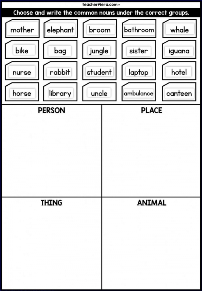 Sorting Nouns And Verbs Worksheet