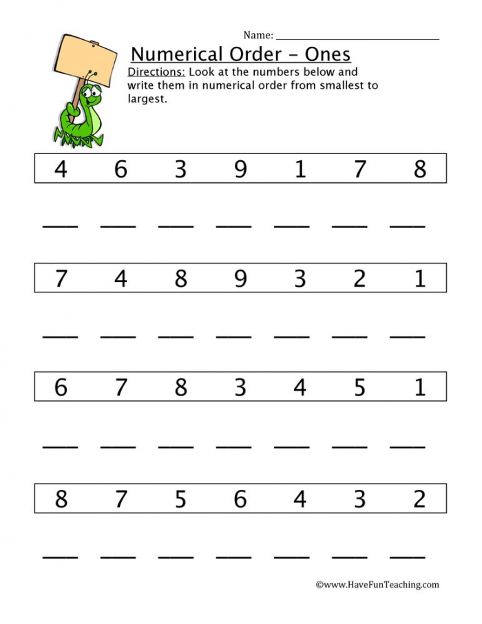 Numerical Order Worksheets  Have Fun Teaching
