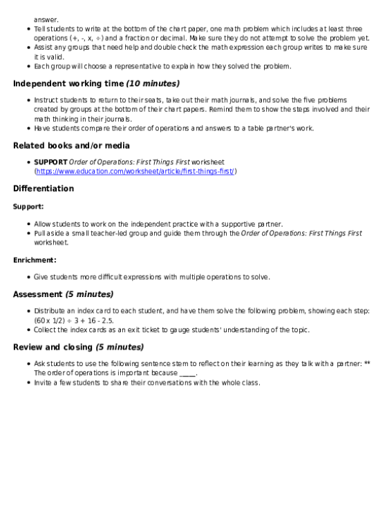 Order Of Operations With Fractions And Decimals