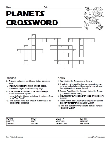 Planets Crossword