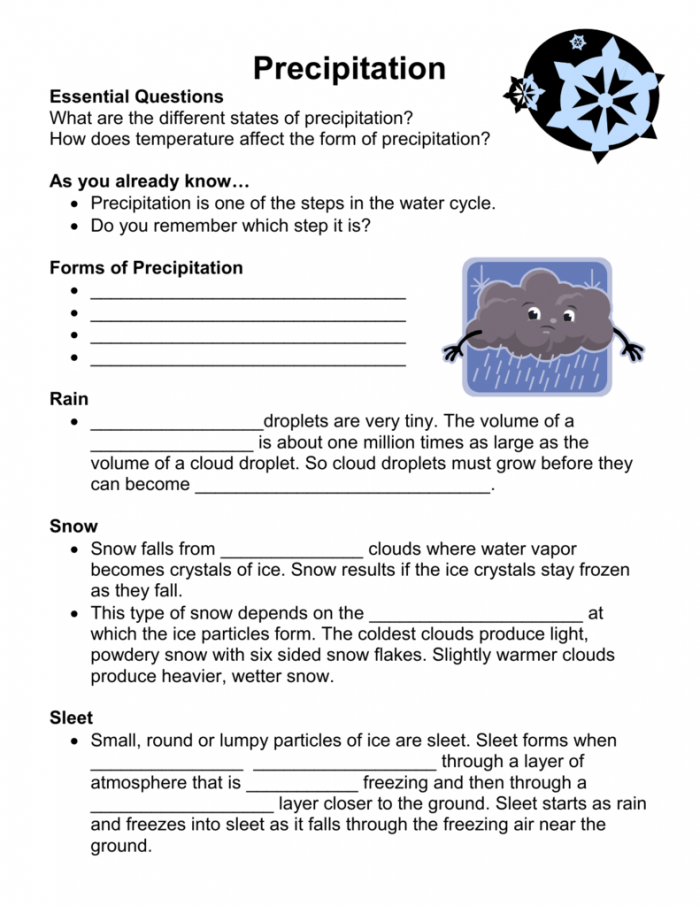 Precipitation Worksheet