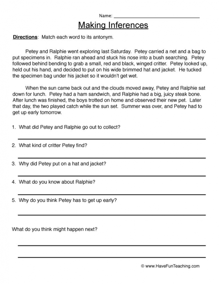 Can You Make An Inference Worksheets 99Worksheets
