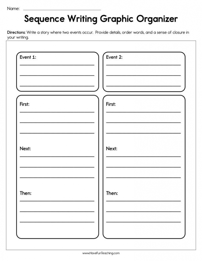 Sequence Writing Graphic Organizer Worksheet  Have Fun Teaching
