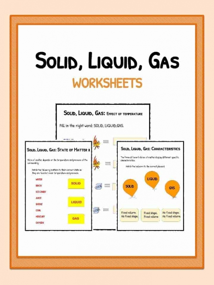 Solid  Liquid   Gas Worksheets