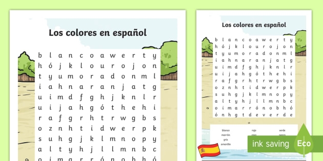 colors in spanish word search worksheets 99worksheets