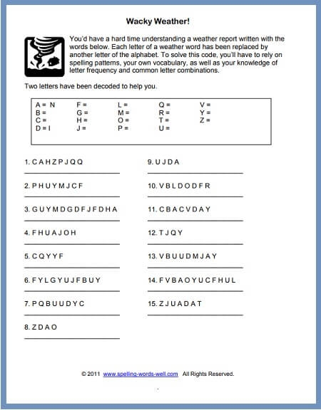 Th Grade Worksheets For Spelling   Vocabulary Practice