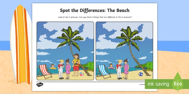 The Beach Spot The Differences Worksheet  Worksheet
