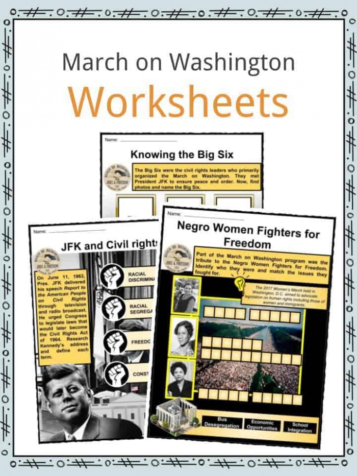 The March On Washington Facts  Worksheets   Civil Rights Significance