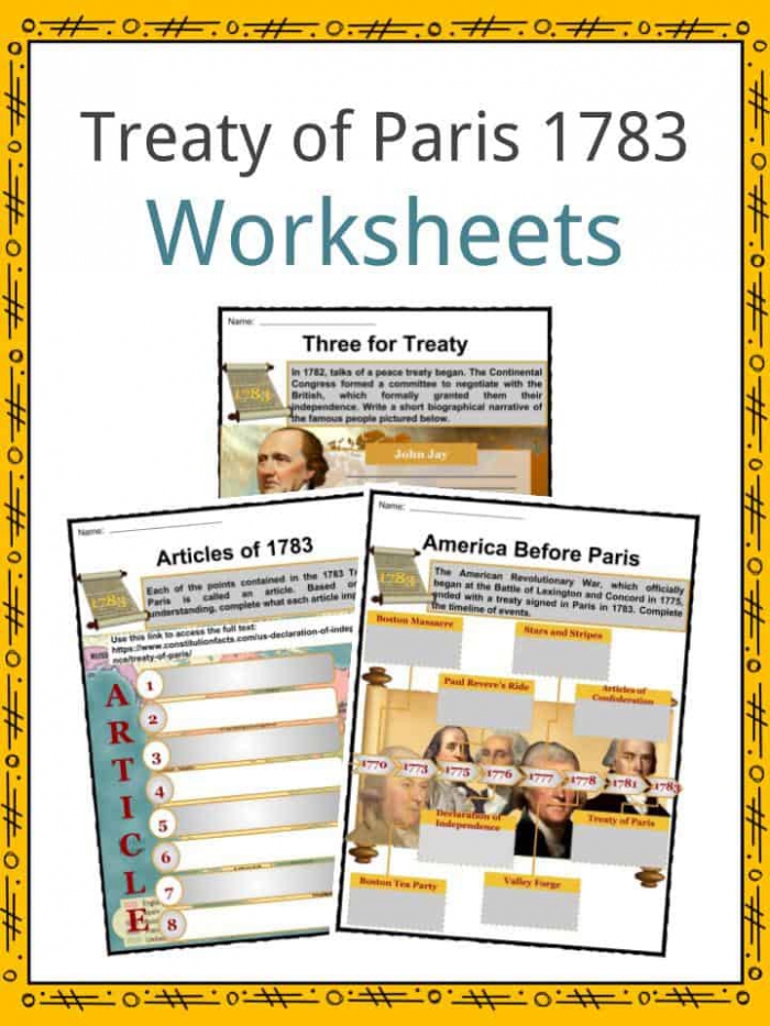 Treaty Of Paris  Facts  Worksheets  Significance   Outcome For