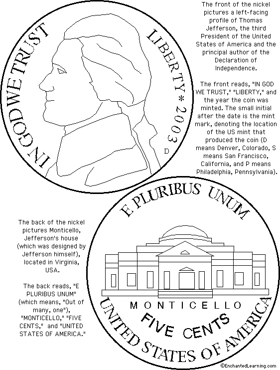 Us Nickel Coloring Page Printout