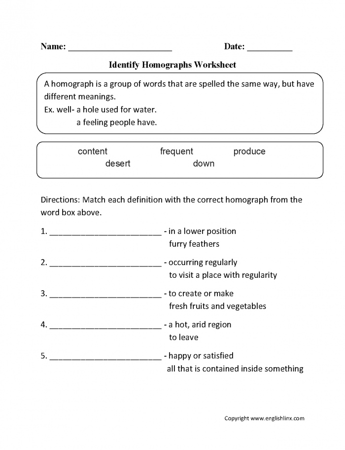 Vocabulary Worksheets