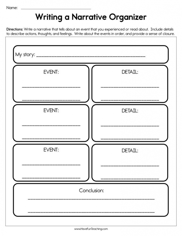 Writing A Narrative Organizer Worksheet  Have Fun Teaching