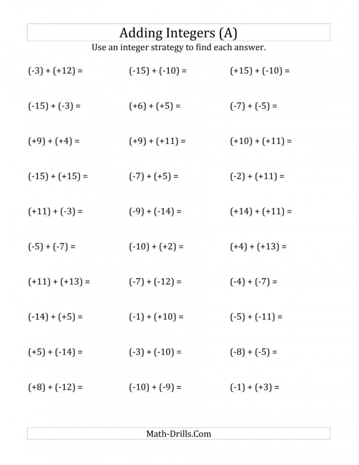Adding Integers From