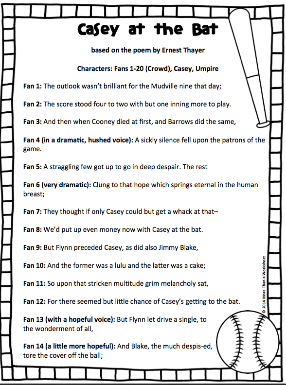 Casey At The Bat Poem Printable Printable Templates