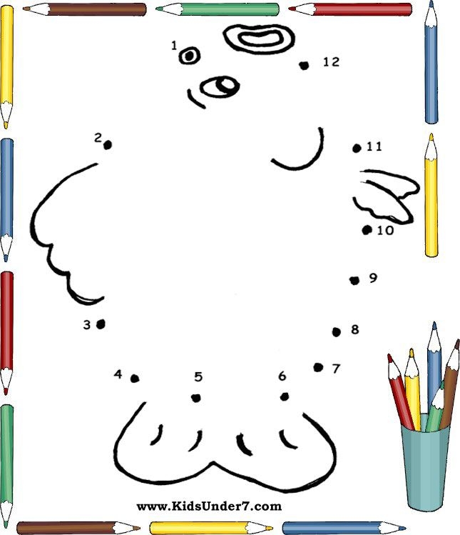Dot To Dot 1-12 Worksheets | 99Worksheets