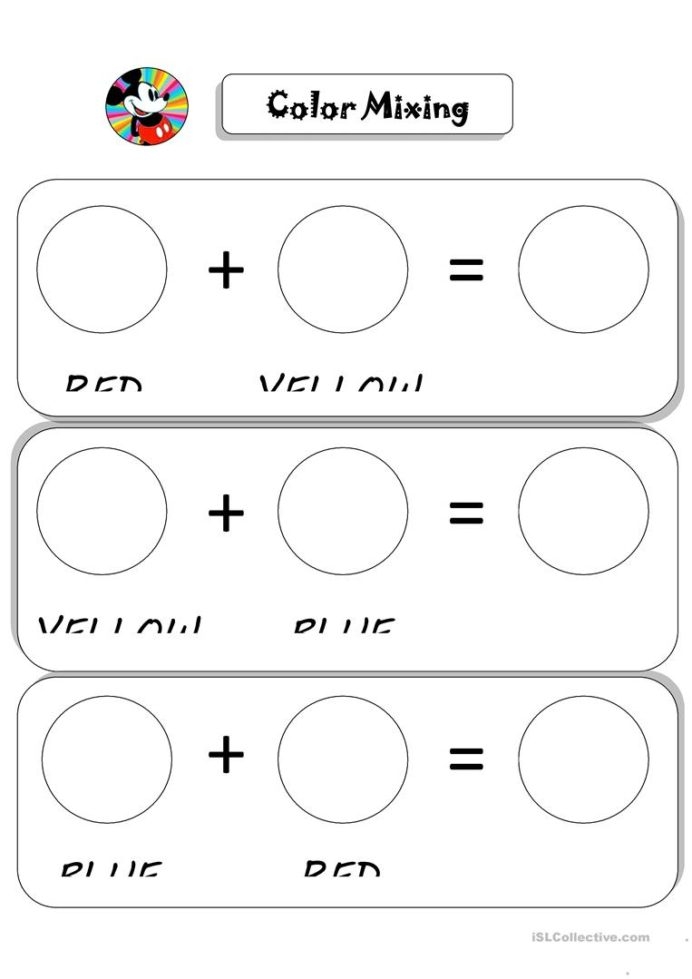 Colour Mixing English Esl Worksheets For Distance Learning And
