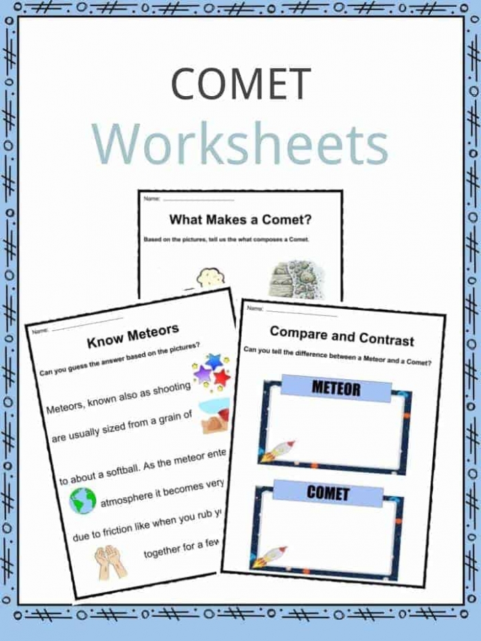 Comet  Asteroid And Meteor Facts   Worksheets For Kids