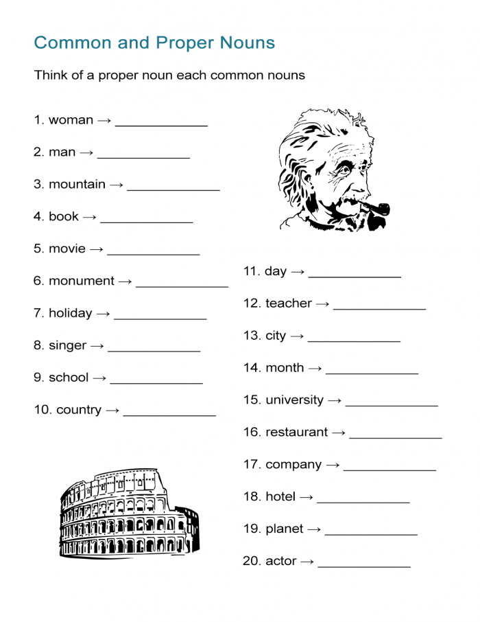 Worksheet On Commona Nd Proper Nouns For 6th Grade