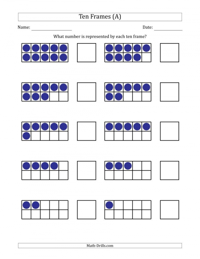 Completed Ten Frames With The Numbers In Reverse Order A