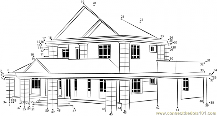 Contemporary Home Design Dot To Dot Printable Worksheet