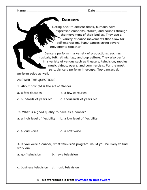 history of dance worksheets 99worksheets