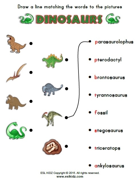 Types of Dinosaurs Matching Game