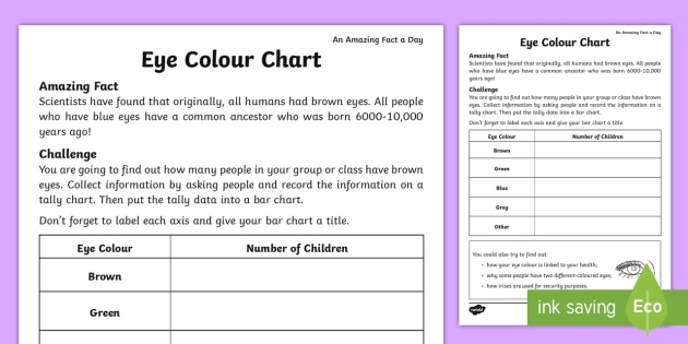 Eye Color Chart Worksheet  Worksheet Teacher Made