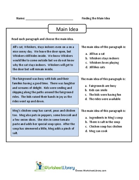 Finding The Main Idea Worksheets 99Worksheets